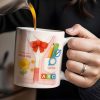 Kindergarten Teacher, Flower, Pencil, Scissors, Shirt with Tie - Personalized Custom Coffee Mug - TEACH004_MG Kindergarten Teacher, Flower, Pencil, Scissors, Shirt with Tie - Personalized Custom Coffee Mug - TEACH004_MG