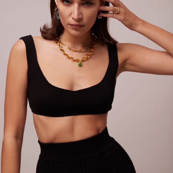 Knit Crop Top And Pleated Skirt Set Knit Crop Top And Pleated Skirt Set