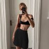 Knit Crop Top And Pleated Skirt Set Knit Crop Top And Pleated Skirt Set