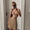 Knit Crop Top And Pleated Skirt Set Knit Crop Top And Pleated Skirt Set