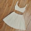 Knit Crop Top And Pleated Skirt Set Knit Crop Top And Pleated Skirt Set