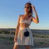 Knit Crop Top And Pleated Skirt Set Knit Crop Top And Pleated Skirt Set