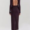 Knit Long Sleeve High Split Open Back Maxi Dress Knit Long Sleeve High Split Open Back Maxi Dress