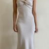 Knit Twisted Tube Midi Dress