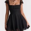 Lace Cap Sleeves Empire Waist Mini Dress Lace Cap Sleeves Empire Waist Mini Dress
