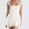 Lace Cap Sleeves Empire Waist Mini Dress Lace Cap Sleeves Empire Waist Mini Dress