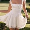 Lace Cap Sleeves Empire Waist Mini Dress Lace Cap Sleeves Empire Waist Mini Dress
