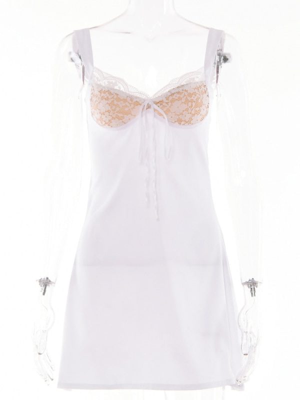 Lace Cupped Satin Mini Dress Lace Cupped Satin Mini Dress