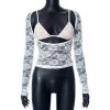 Lace Sheer Long Sleeve Cut Out Bralette Top Lace Sheer Long Sleeve Cut Out Bralette Top