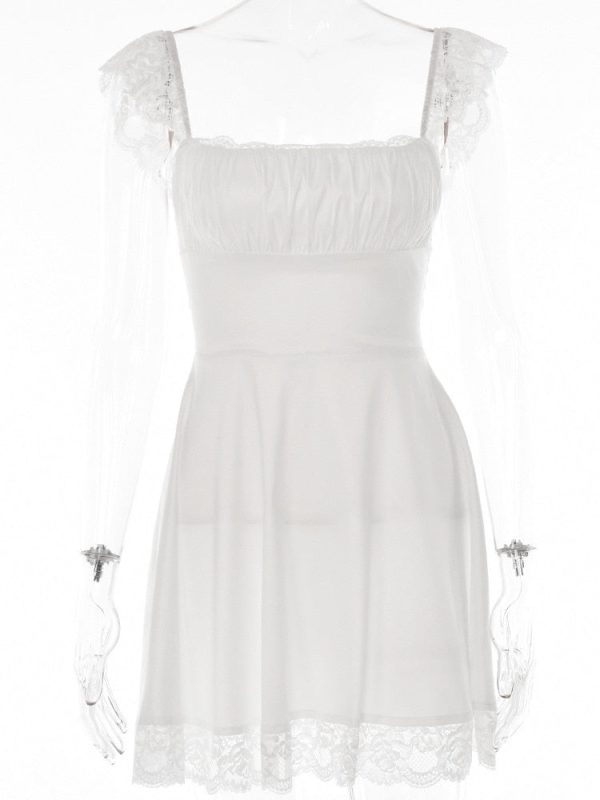 Lace Strap Sleeveless Loose Mini Dresses Lace Strap Sleeveless Loose Mini Dresses