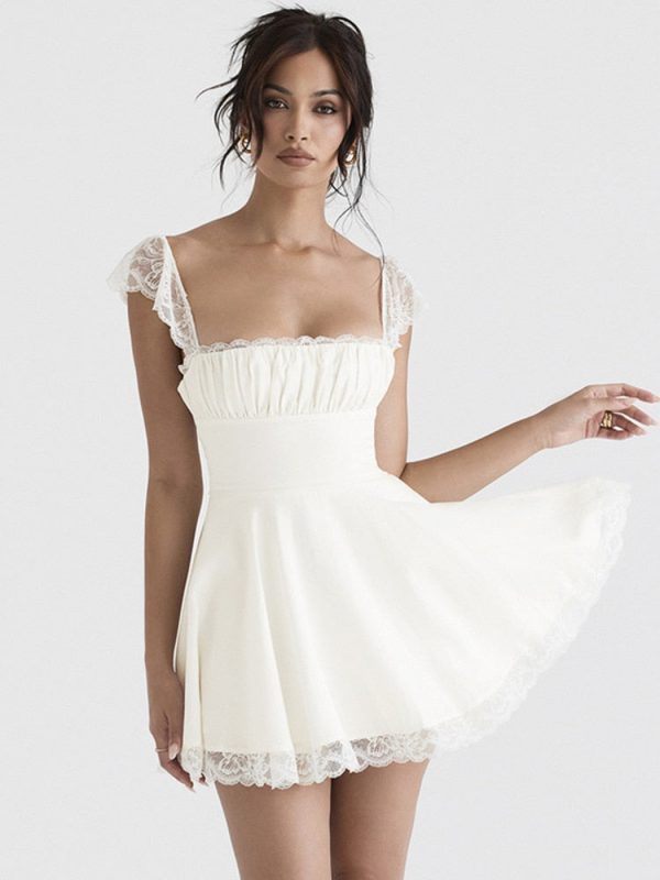 Lace Strap Sleeveless Loose Mini Dresses Lace Strap Sleeveless Loose Mini Dresses