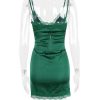 Lace Trim Satin Slip Mini Dress With Corset