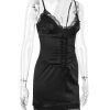 Lace Trim Satin Slip Mini Dress With Corset