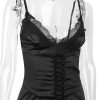Lace Trim Satin Slip Mini Dress With Corset