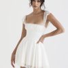 Lace Trim Square Neck Frill Mini Dress