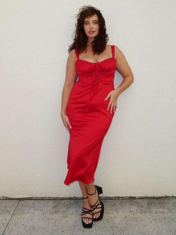 Lace Up Corset Sleeveless Midi Dresses Lace Up Corset Sleeveless Midi Dresses