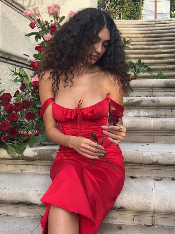 Lace Up Corset Sleeveless Midi Dresses Lace Up Corset Sleeveless Midi Dresses