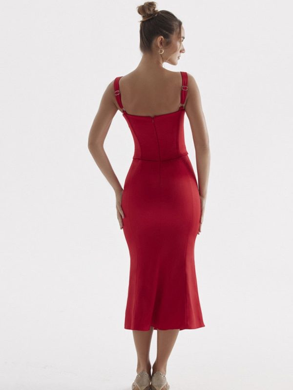 Lace Up Corset Sleeveless Midi Dresses Lace Up Corset Sleeveless Midi Dresses