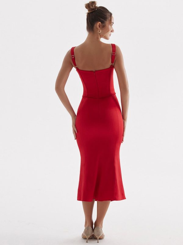 Lace Up Corset Sleeveless Midi Dresses Lace Up Corset Sleeveless Midi Dresses