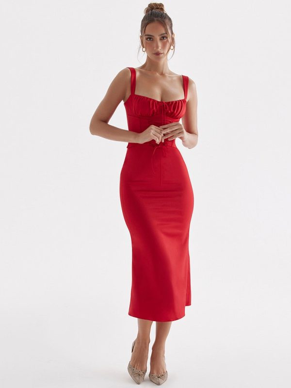 Lace Up Corset Sleeveless Midi Dresses Lace Up Corset Sleeveless Midi Dresses