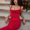 Lace Up Corset Sleeveless Midi Dresses Lace Up Corset Sleeveless Midi Dresses
