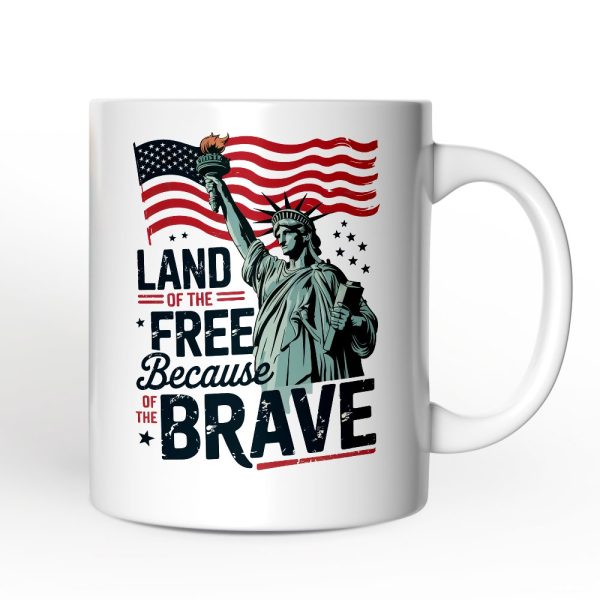 Land of the Free Because of the Brave Personalized Mug, 4th of July Statue of Liberty Gift with Custom Name Land of the Free Because of the Brave Personalized Mug, 4th of July Statue of Liberty Gift with Custom Name