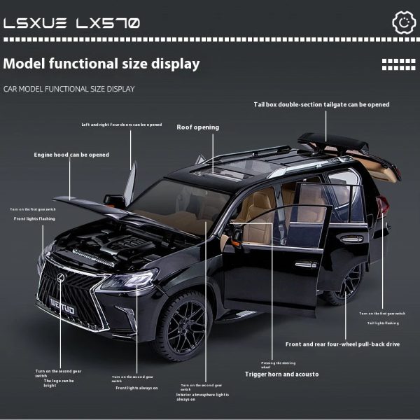 Large 1:18 Lexus LX570 Off-road SUV Metal Alloy Diecast Car Large 1:18 Lexus LX570 Off-road SUV Metal Alloy Diecast Car