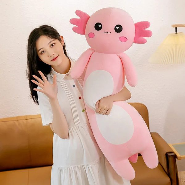 Large Pink Axolotl Plush Toy Soft Stuffed Salamander Pillow for Kids