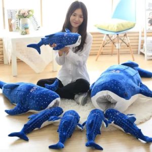 Large Soft Shark Plush Toy - Adorable Blue Whale Pillow for Kids