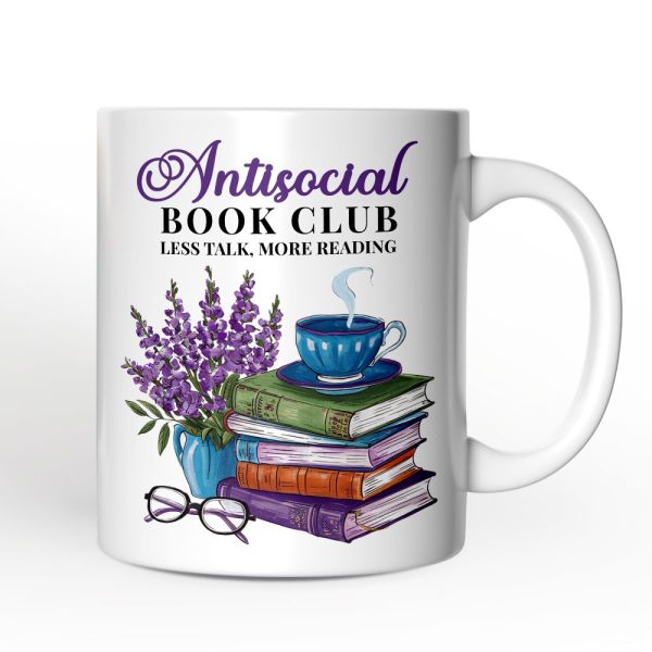 Lavender Antisocial Book Club Personalized Mug, Custom Gift with Name For Book Lovers Lavender Antisocial Book Club Personalized Mug, Custom Gift with Name For Book Lovers