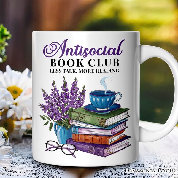 Lavender Antisocial Book Club Personalized Mug, Custom Gift with Name For Book Lovers Lavender Antisocial Book Club Personalized Mug, Custom Gift with Name For Book Lovers