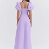 Lavender Square Neckline Puff Sleeves Maxi Dress Lavender Square Neckline Puff Sleeves Maxi Dress