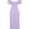 Lavender Square Neckline Puff Sleeves Maxi Dress Lavender Square Neckline Puff Sleeves Maxi Dress