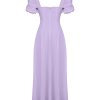 Lavender Square Neckline Puff Sleeves Maxi Dress Lavender Square Neckline Puff Sleeves Maxi Dress