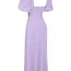Lavender Square Neckline Puff Sleeves Maxi Dress Lavender Square Neckline Puff Sleeves Maxi Dress