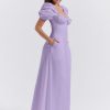 Lavender Square Neckline Puff Sleeves Maxi Dress Lavender Square Neckline Puff Sleeves Maxi Dress