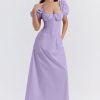 Lavender Square Neckline Puff Sleeves Maxi Dress Lavender Square Neckline Puff Sleeves Maxi Dress