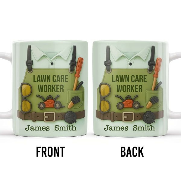 Lawn Care Worker Mug With Lawn Mower, Tools, and Sunglasses - Personalized Custom Coffee Mug - FAM324_MG Lawn Care Worker Mug With Lawn Mower, Tools, and Sunglasses - Personalized Custom Coffee Mug - FAM324_MG
