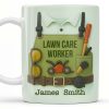 Lawn Care Worker Mug With Lawn Mower, Tools, and Sunglasses - Personalized Custom Coffee Mug - FAM324_MG Lawn Care Worker Mug With Lawn Mower, Tools, and Sunglasses - Personalized Custom Coffee Mug - FAM324_MG