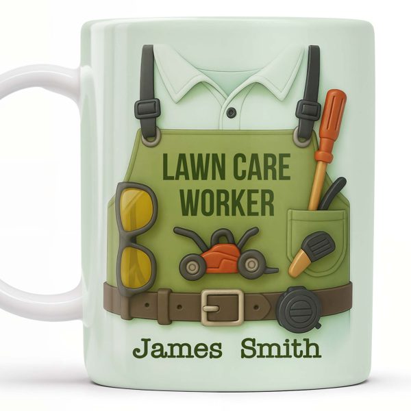 Lawn Care Worker Mug With Lawn Mower, Tools, and Sunglasses - Personalized Custom Coffee Mug - FAM324_MG Lawn Care Worker Mug With Lawn Mower, Tools, and Sunglasses - Personalized Custom Coffee Mug - FAM324_MG