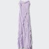 Layered Ruffle Side Slit Backless Maxi Dress Layered Ruffle Side Slit Backless Maxi Dress