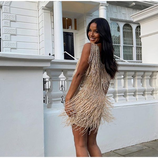 Layered Sequin Fringe Mini Dress Layered Sequin Fringe Mini Dress