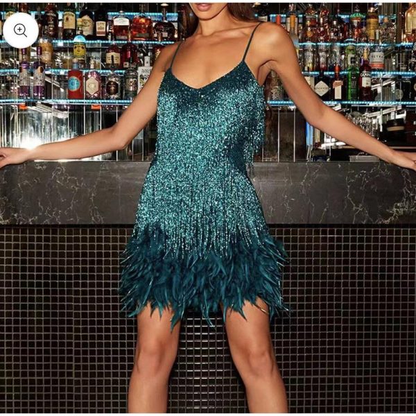 Layered Sequin Fringe Mini Dress Layered Sequin Fringe Mini Dress
