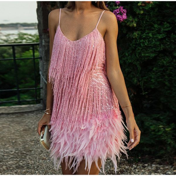Layered Sequin Fringe Mini Dress Layered Sequin Fringe Mini Dress
