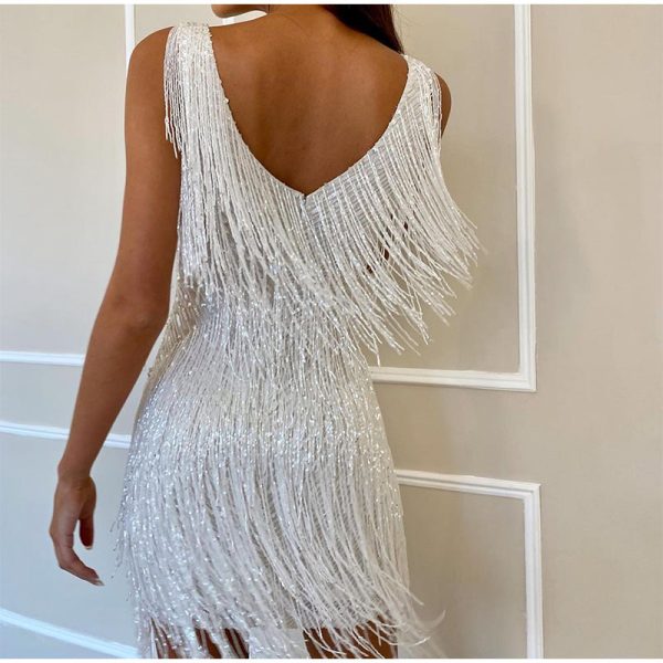 Layered Sequin Fringe Mini Dress Layered Sequin Fringe Mini Dress
