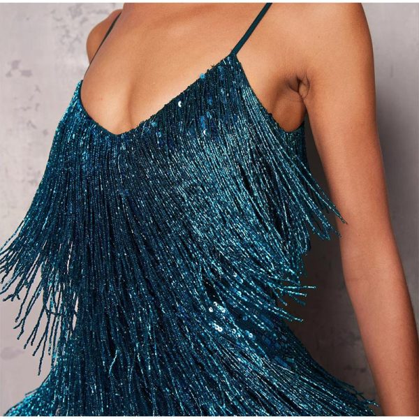 Layered Sequin Fringe Mini Dress Layered Sequin Fringe Mini Dress