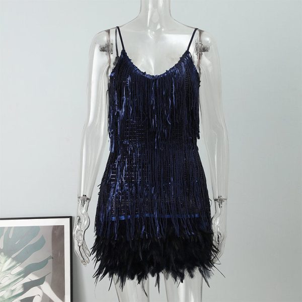 Layered Sequin Fringe Mini Dress Layered Sequin Fringe Mini Dress