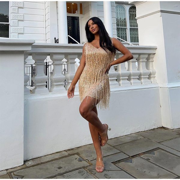 Layered Sequin Fringe Mini Dress Layered Sequin Fringe Mini Dress