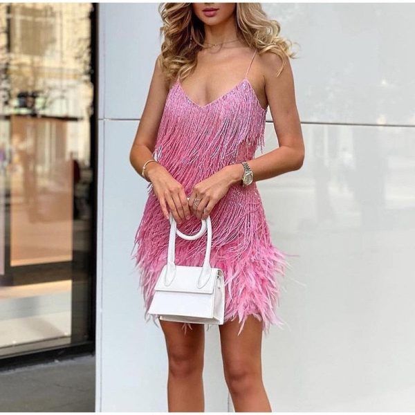 Layered Sequin Fringe Mini Dress Layered Sequin Fringe Mini Dress