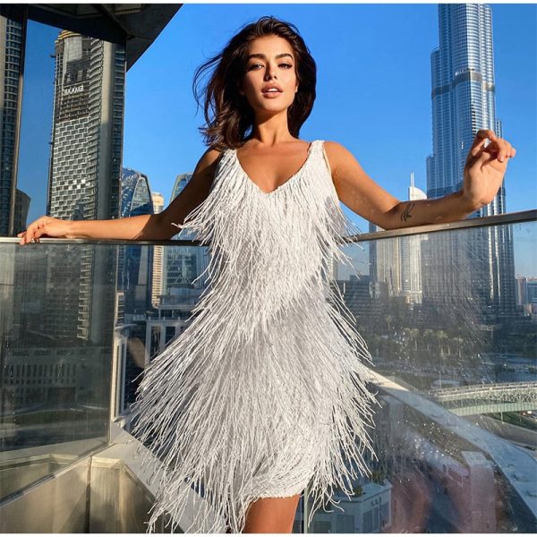 Layered Sequin Fringe Mini Dress Layered Sequin Fringe Mini Dress